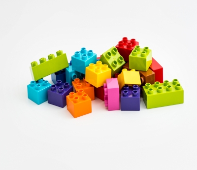 A pile of colored LEGO bricks