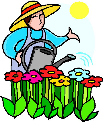 joyful lady gardening