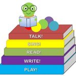 Cartoon caterpillar with books