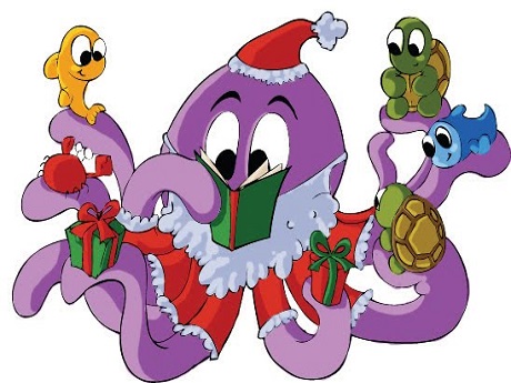 Octopus Santa reading
