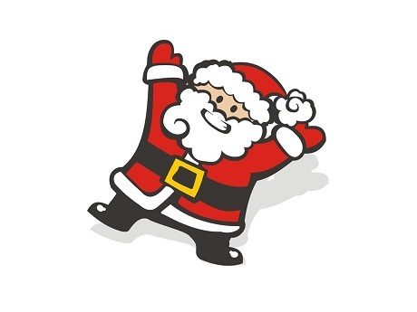 happy Santa Claus with arms raised high