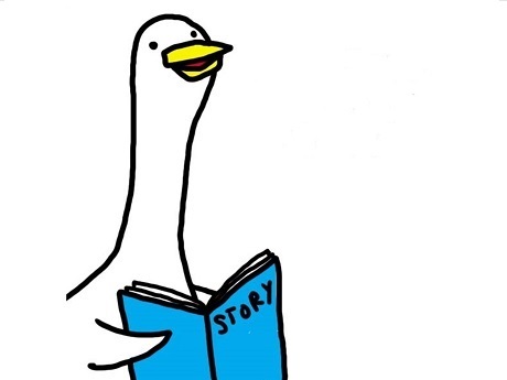 goose holding storyboook