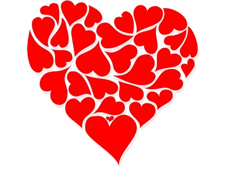 large red heart made of smaller hearts