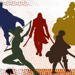 Silhouettes of heroes and heroines.