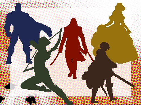 Silhouettes of heroes and heroines.