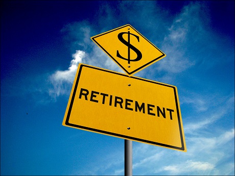 Dollar symbol and the word retirement appears in yellow street signs