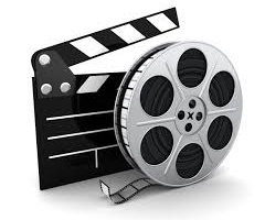 movie reel and clapperboard