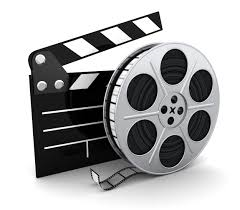 movie reel and clapperboard