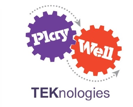 design with gears labeled "Play" and "Well", text: "Teknologies"