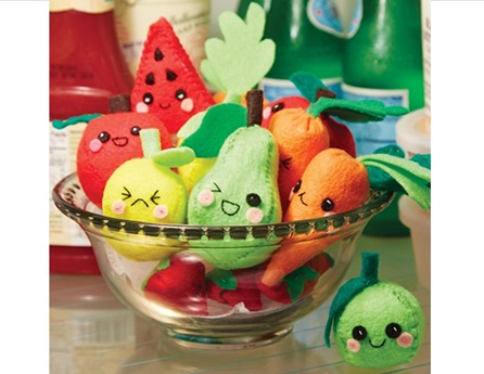 cute fruit and vegetable shapes in a glass bowl