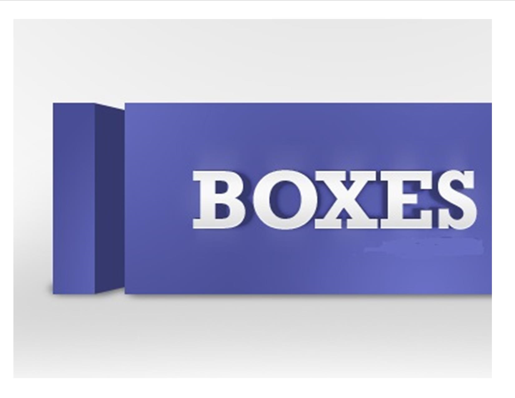 blue box with the word boxes in white