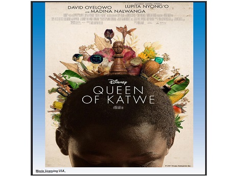 Book Cover: "QUEEN OF KATWE", black lady looking down with various objects in her hair