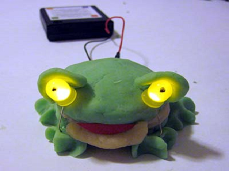 squishy circuits frog that has creepy light up eyes