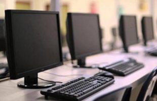 Computer stations on a table