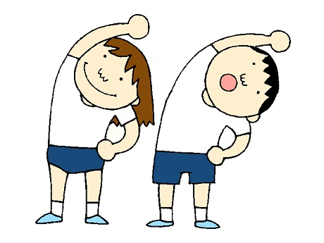 Young man and woman stretching