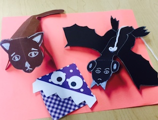 paper cat, paper bat, monster book mark
