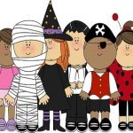 Children wearing Halloween costumes