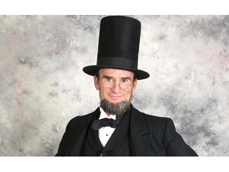 Historian John Voehl dressed as Abraham Lincoln