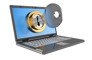 Laptop computer with key on screen