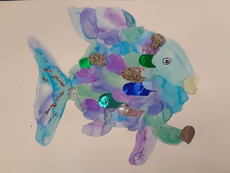 water color image of a rainbow fish