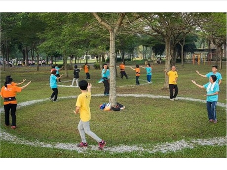 group doing Bagua exercises