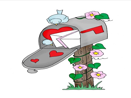Cartoon image of mailbox Valentine's