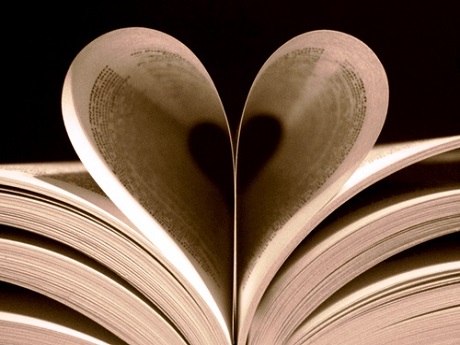 Book pages forming a heart