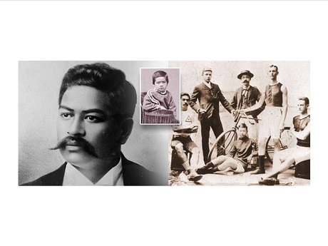 Three black and white images of Prince Kuhio at various ages