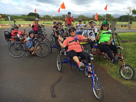 Senior cyclers on tricycles