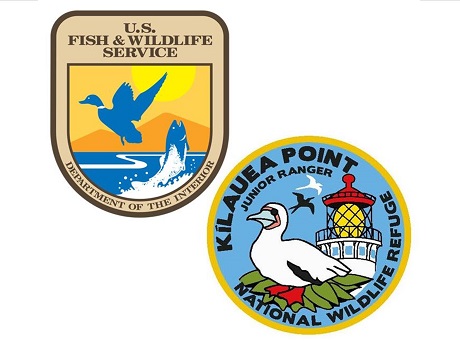 U.S. Fish & Wildlife Service emblem with Kilauea Point Junior Ranger emblem