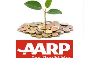 Pile of coins with plant growing out of it