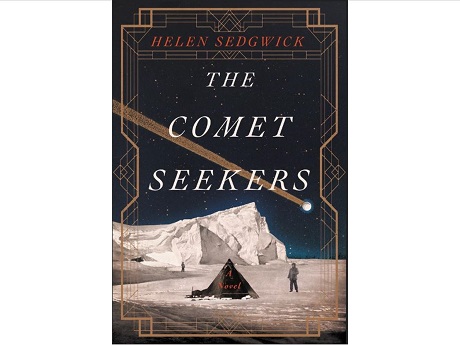 The Comet Seekers cover featuring two figures in Antarctica offset by a tent with a comet overhead in the night sky