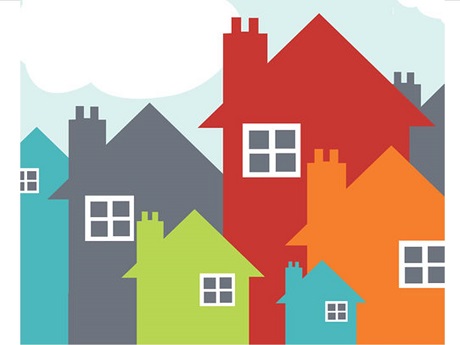 houses in different colors clipart