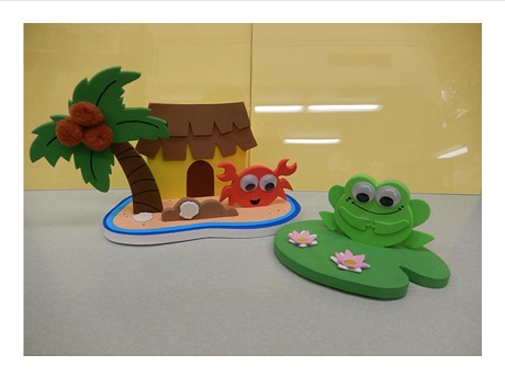 3D Scene Tropical Island and A Frog On a Lily Pad