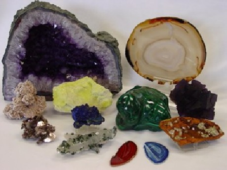 Variety of rocks and crystals