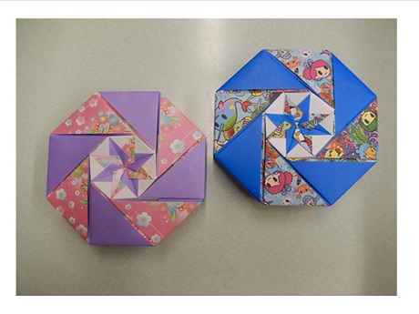 Two origami boxes.