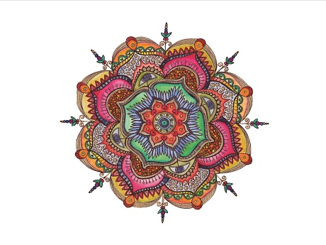 Multi-colored mandala on white background