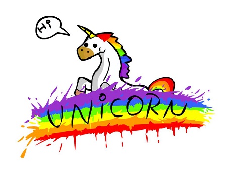 Unicorn by a rainbow