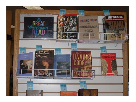 Photo of book display of Great American Read books at Kapolei Public Library