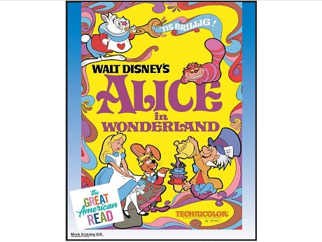 Film poster with Alice and other characters talking