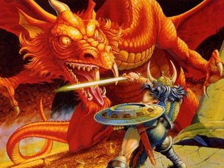 Dungeons and Dragons game photo Knight fighting a dragon