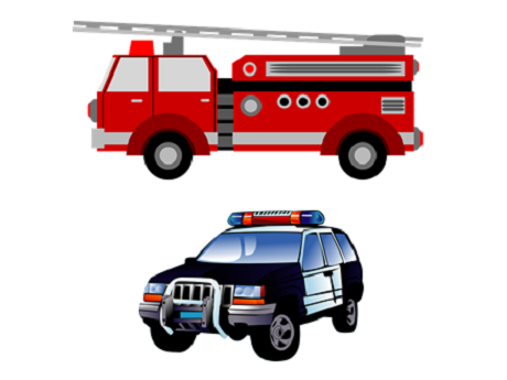 A firetruck and a police car