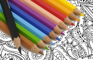 colored pencils and coloring sheet