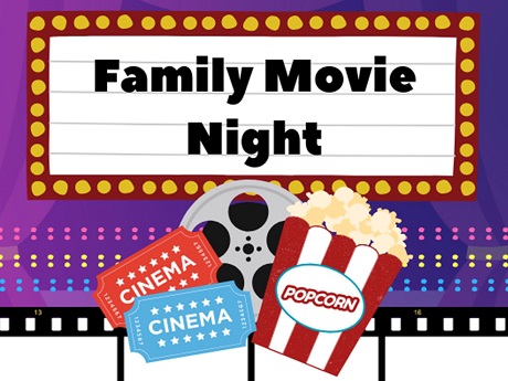 Family Movie Night Marquee with Popcorn and Tickets