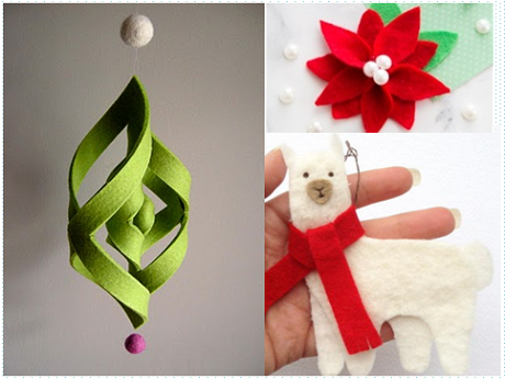 Three holiday felt ornaments