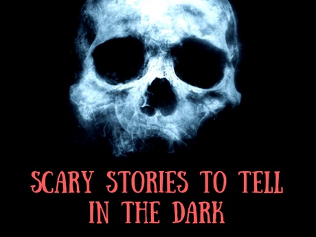 Scary Stories to Tell in the Dark Blue Smoke Skull on Black Background