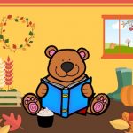 Autumn Fall Thanksgiving Story Time Bear Reading Blue Book