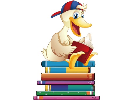 Duck and Books Clip Art