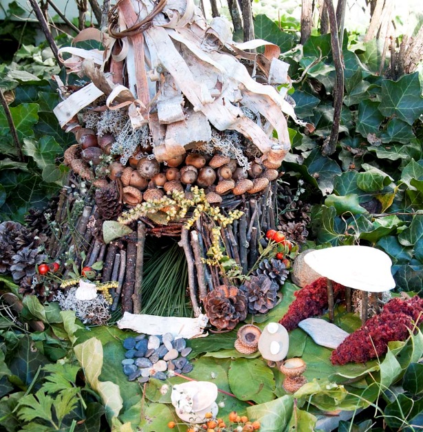 fairyhouse created by things found in the forest