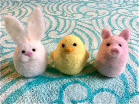 Felted bunny, chick, piglet